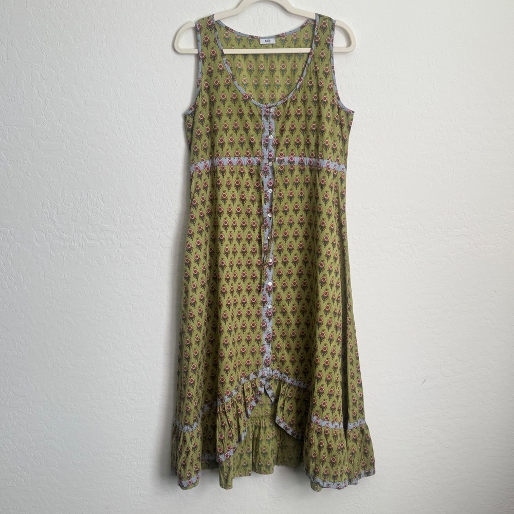 Tulip Clothing Size XS Floral Print Abigail MIDI Cottagecore Button Up-Dress